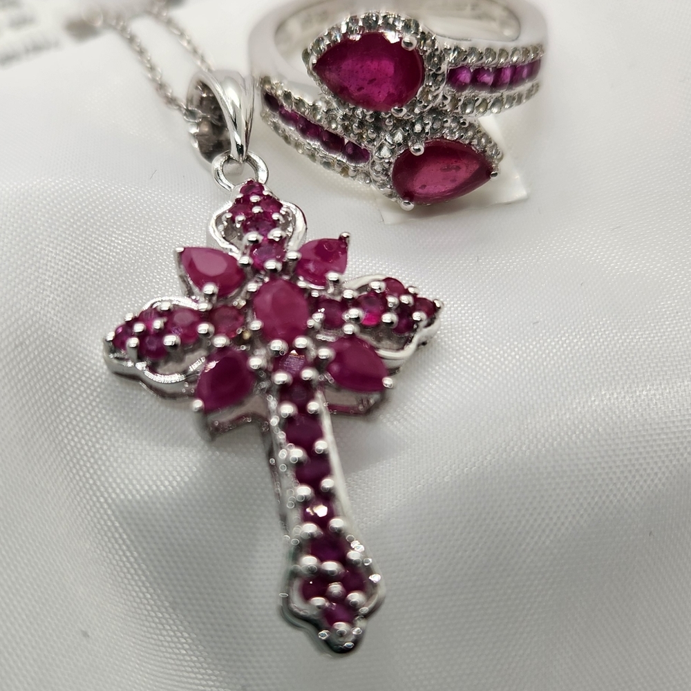 Ruby Cross & Ring with Topaz